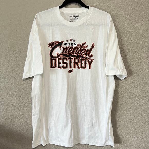 FOX Racing Created To Destroy White Short Sleeve Graphic T Shirt Mens XL - Picture 1 of 5